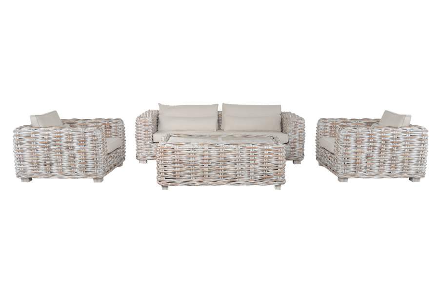 SOFA SET 4 RATAN 220X103X64 INCLUYE COJINES DECAPE