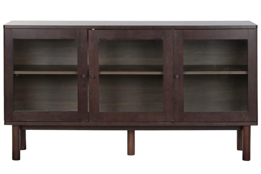 BUFFET MDF CRISTAL 140X40X75 MARRON OSCURO