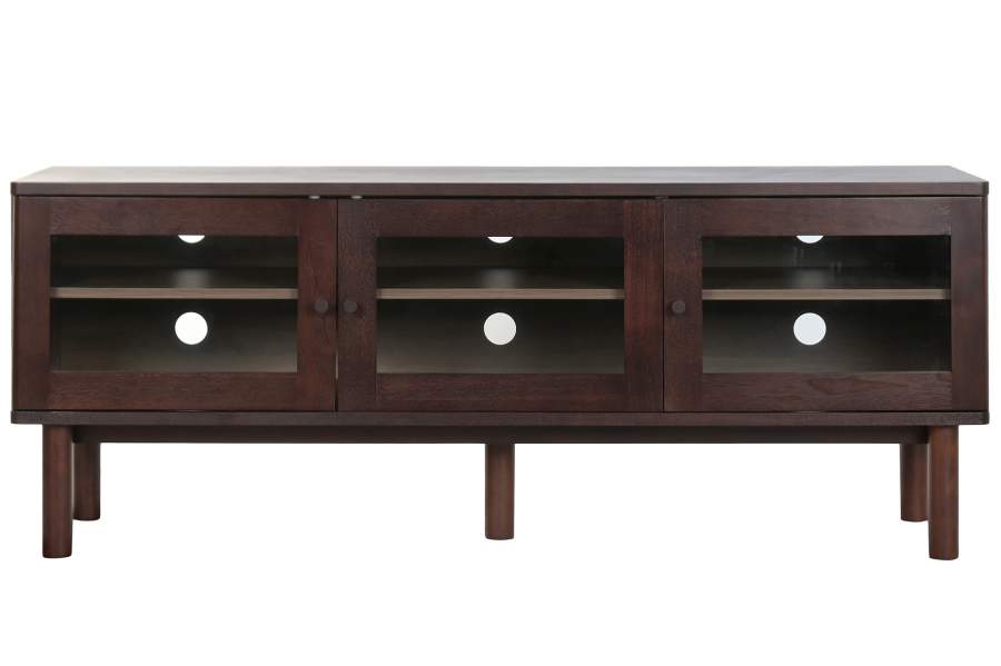 MUEBLE TV MDF CRISTAL 140X40X55 MARRON OSCURO