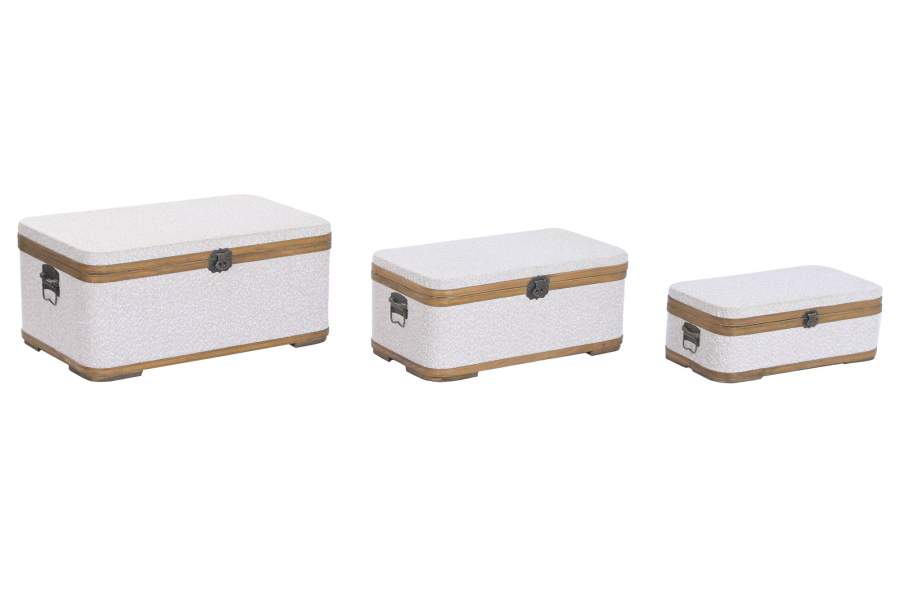 BAUL SET 3 MADERA POLIESTER 64X39,5X29 BORREGUITO