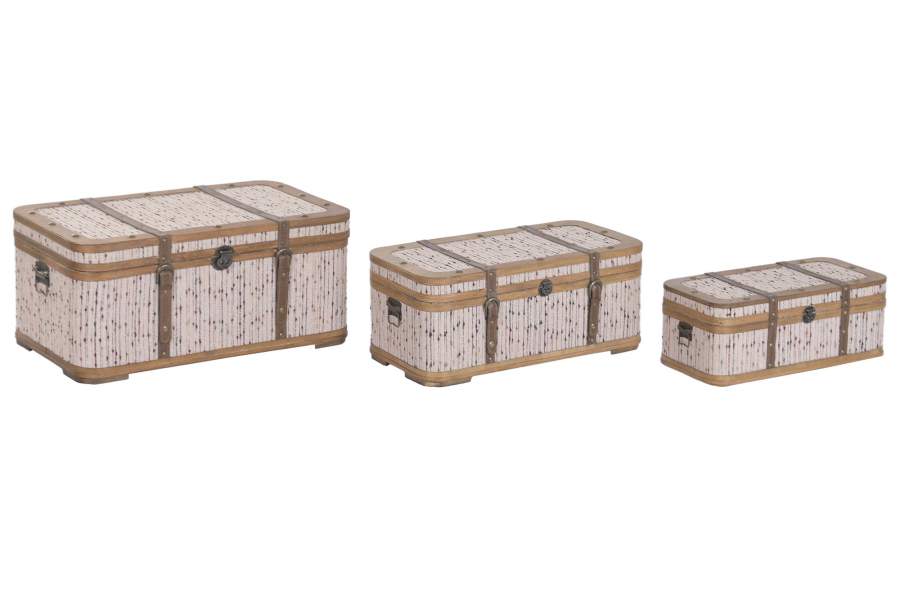 BAUL SET 3 MADERA POLIESTER 70X40X31 MULTICOLOR