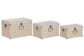 BAUL SET 3 POLIESTER MADERA 60X40X38 BEIGE