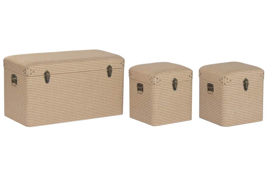 BAUL SET 3 POLIESTER MADERA 80X40X44 NATURAL