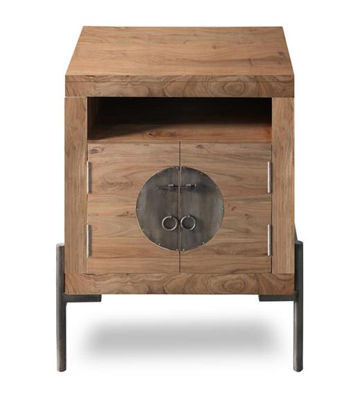 MESITA DE NOCHE ACACIA METAL 44X40X61