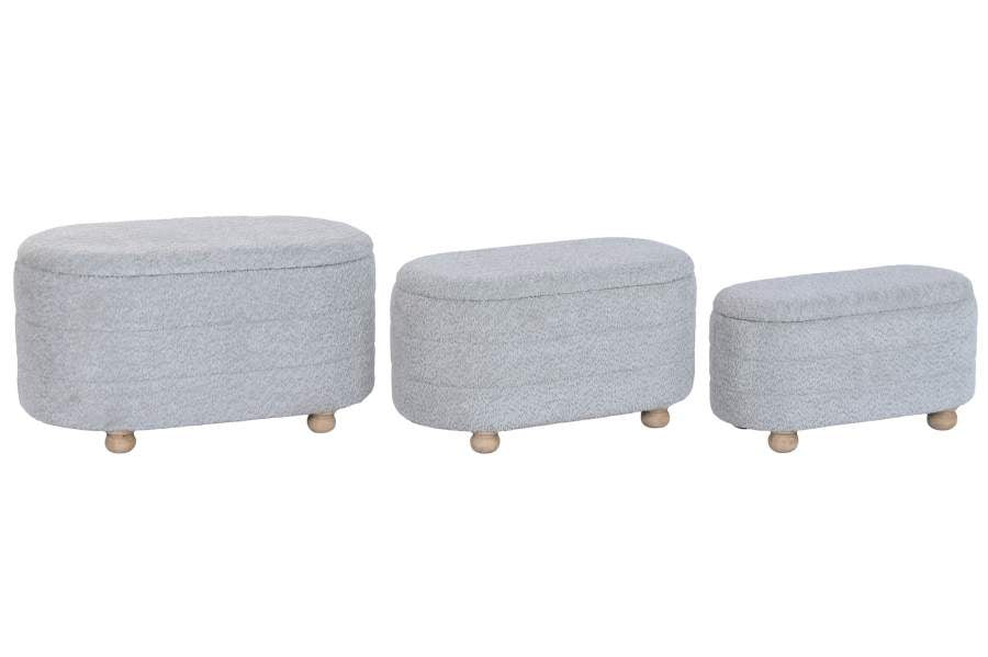 DESCALZADORA SET 3 POLIESTER MADERA 82X48X45 VERDE