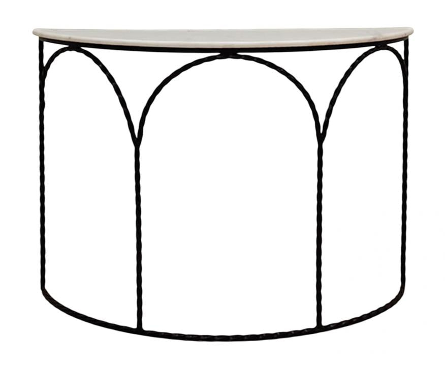 CONSOLA HIERRO MARMOL 406X40X76 NEGRO
