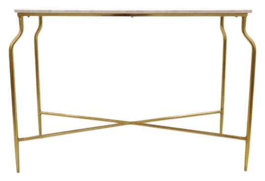 CONSOLA HIERRO MARMOL 109X35X76 DORADO