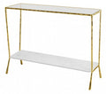CONSOLA HIERRO MARMOL 100X33X78 DORADO