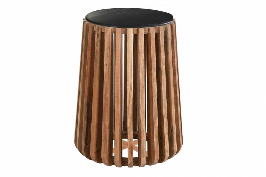 MESITA AUXILIAR MARMOL MANGO 47X47X58 NEGRO