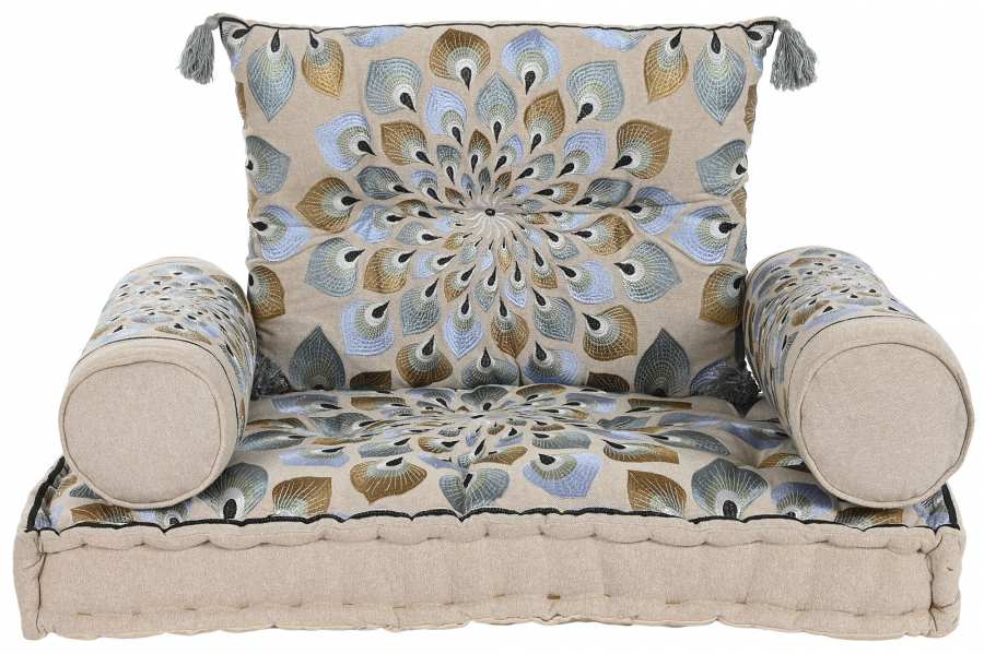 SILLON SET 4 ALGODON 90X55X18 DOBLE AZUL